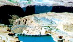 The Glen Canyon Dam seen from the air