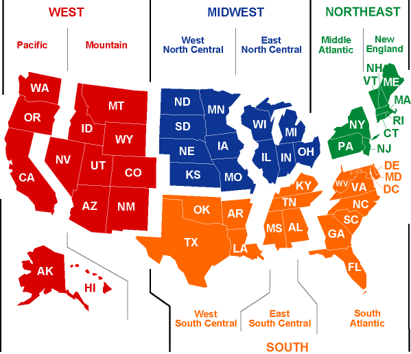 U.S. Region Map