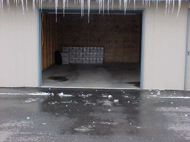Ice accumulated in front of my garage