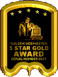 Golden Webmaster 5 Star Gold Award