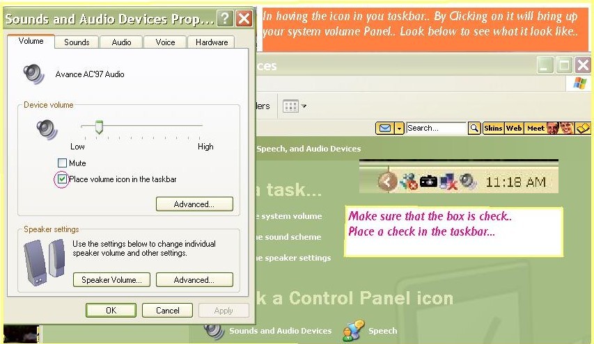 System Volume Tab icon in taskbar..
