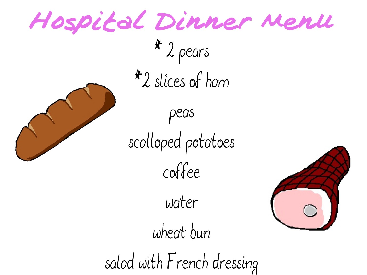 dinner served at hospital