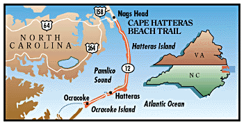 A map of Cape Hatteras.