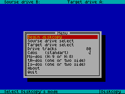 DiskCopy: menu