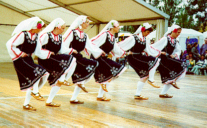 Performing Bulgarian dance