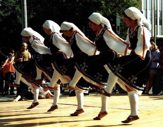 Performing Bulgarian dance