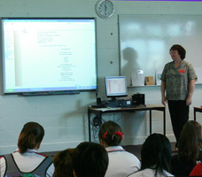Jennifer Phillips sharing her poetry with Amaroo School students
