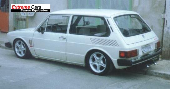 Two white VW Brasilia equipped with some sport items