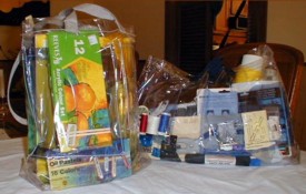 Art Supplies and the Sewing Kit each had their own bag