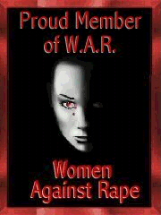 Proud Member of W.A.R. Women Against Rape Logo and Link