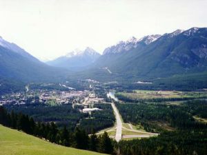 Banff and the Spray river valley from the Mount Norquay Road