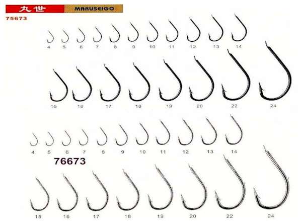 fishing hook sizes. From size 1--10