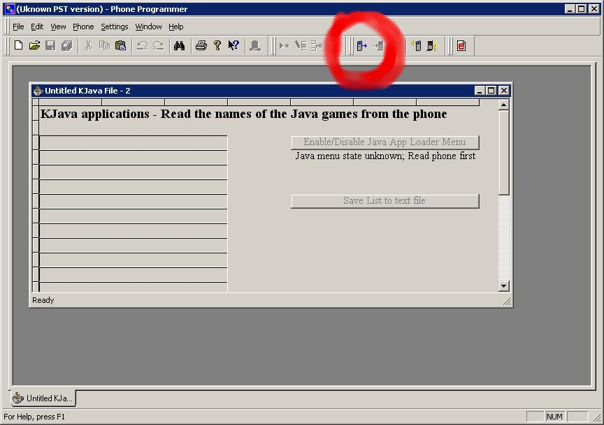 click on the circled button the read from phone button in pst