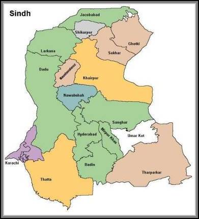 Map of Sindh Districts
