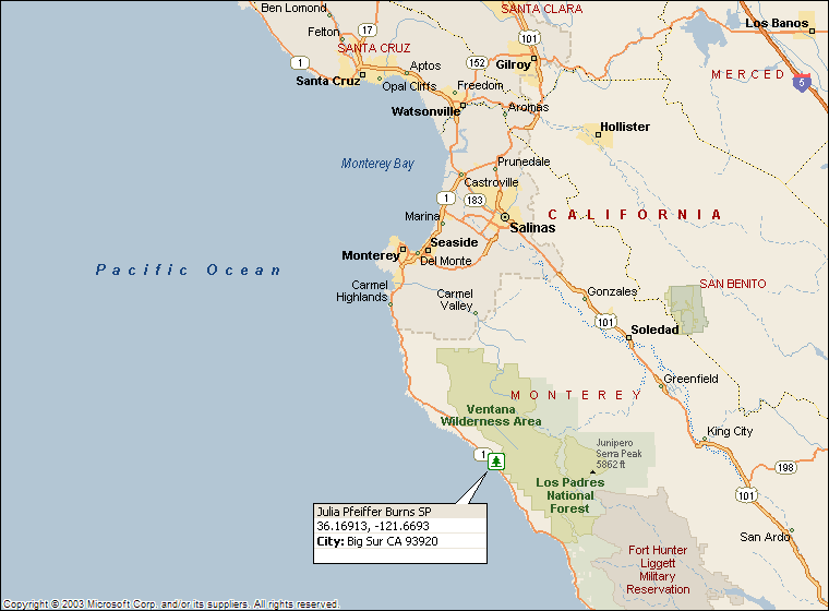 Map of Julia Pfeiffer Burns SP