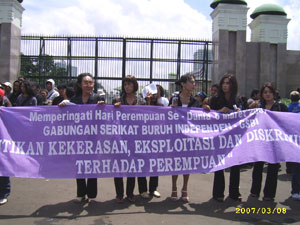 "Stop violence, exploitation and discrimination against women!"
