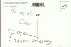 Back of the postcard.  He spelled my name wrong.