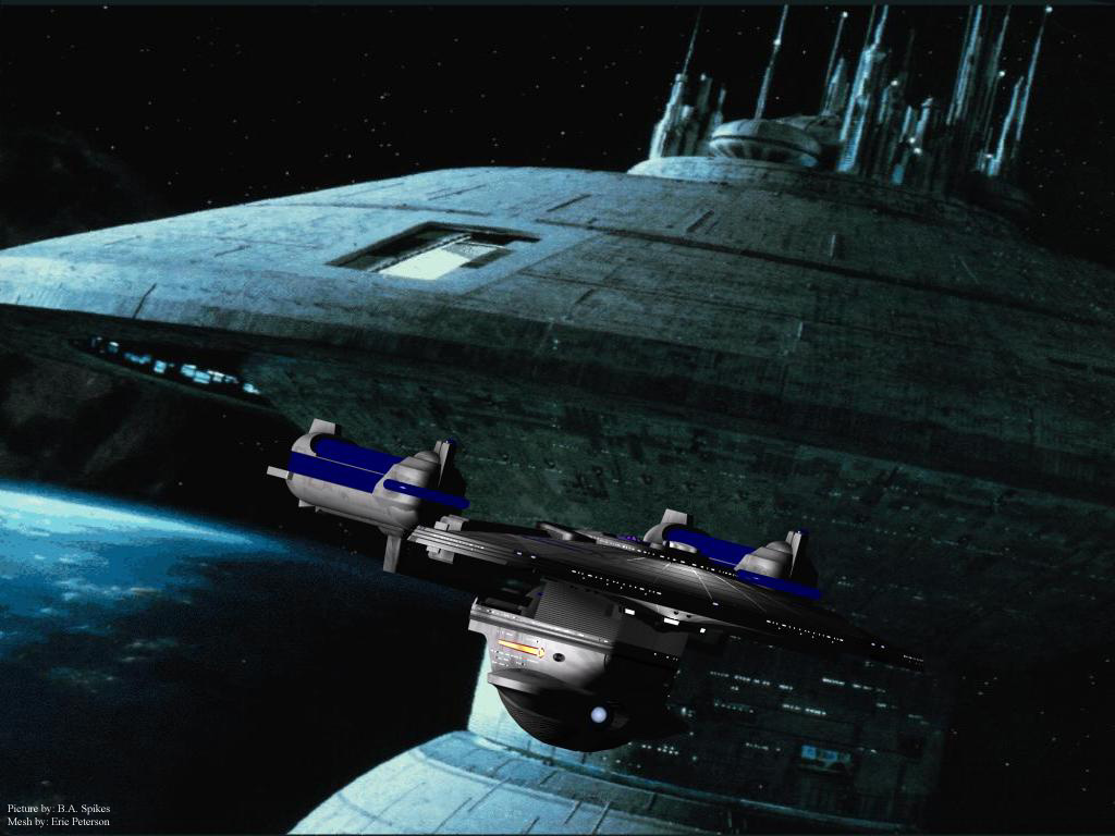 The USS Enterprise leaving spacedock