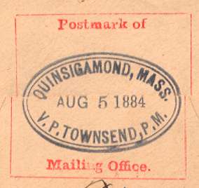 Quinsigamond Postmaster Oval Cancel