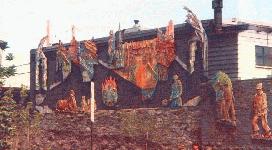 Pretty detailed wall art in Oakland PA area ...