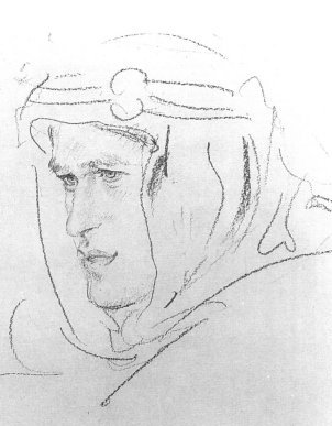 T. E. Lawrence potrtterad under fredskonferensen i Paris
