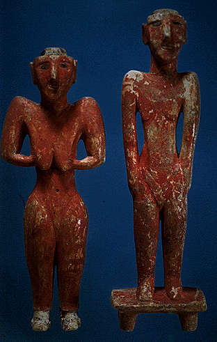 male and female statues