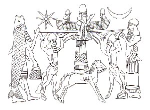 Neo-Assyrian cylinder seal of Shamash, the sun-god, on horse