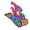 Child on toboggan. (animated)