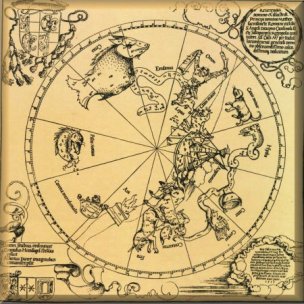 Uma das primeiras cartas celestes do hemisf�rio sul feita por D�rer, em 1515