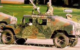 A hummer with minimum armor but high protection.