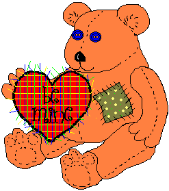 teddy bear holding fabric heart