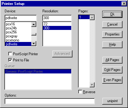 Settings for PDF file creation