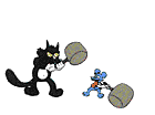 Animated Itchy & Scrathy hitting each other