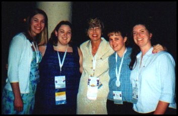 Sisters B. B., S. L., H. B., and J. H. with International President Chris Stecher Dickey at the 150th Anniversary Convention.