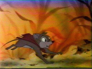 Mrs Brisby tries to stop the tractor