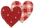 2 PATCHWORK HEARTS