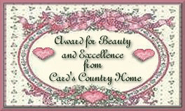 Award for Beauty and Excellence from Card's Country Home