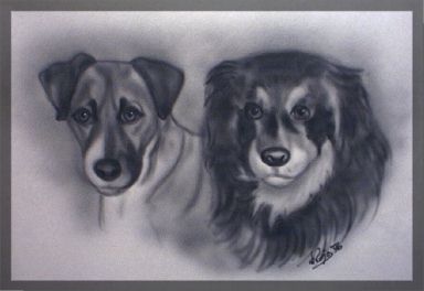 sample double portrait of dogs