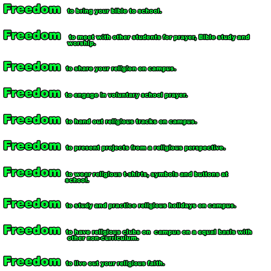 List of Student Freedoms