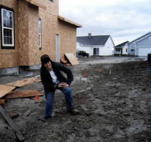 This is Melissa up to her shin in mud!