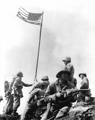 Marines Raise First Flag on Iwo Jima