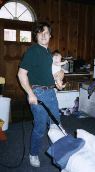 Dad with vacuum