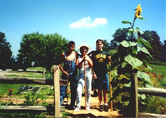 Me and my boys in the garden. July 2000