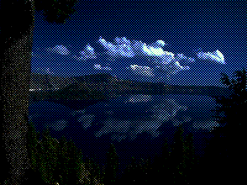 Crater Lake in Mt. Mazama caldera - pointilized newsphoto style