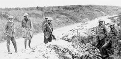 Newfoundland soldiers in St. John's Road support trench, July 1, 1916. This picture was taken before the start of the attack.