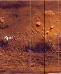 Spirit's Landing Location - Mars View