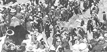 First miner emerging from tunnel