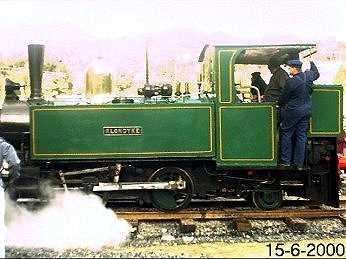 A side view of the Klondike under steam.