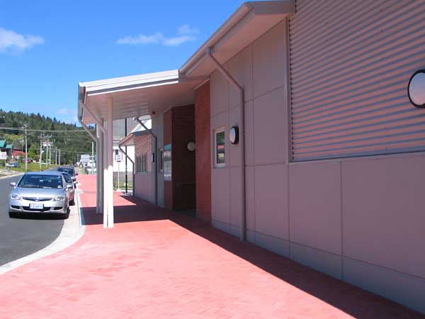 Side entrance to hospital.