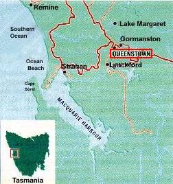 Map of West Coast tasmania